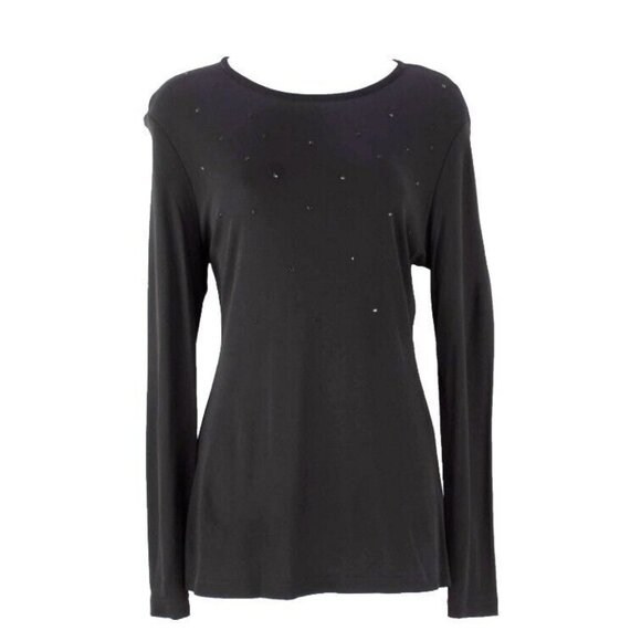 Free Wear Sz S Black With Black Scattered Crystals 100% Rayon Top - Picture 1 of 5